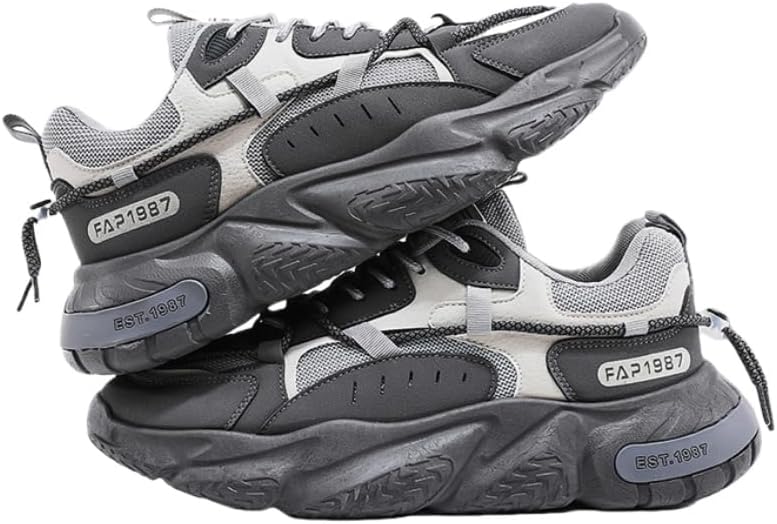 

Мужские летние кроссовки - легкие дышащие спортивные беговые обувь для повседневной носки, универсальный модный массивный дизайн, эффект увеличения роста Clolinde, серый