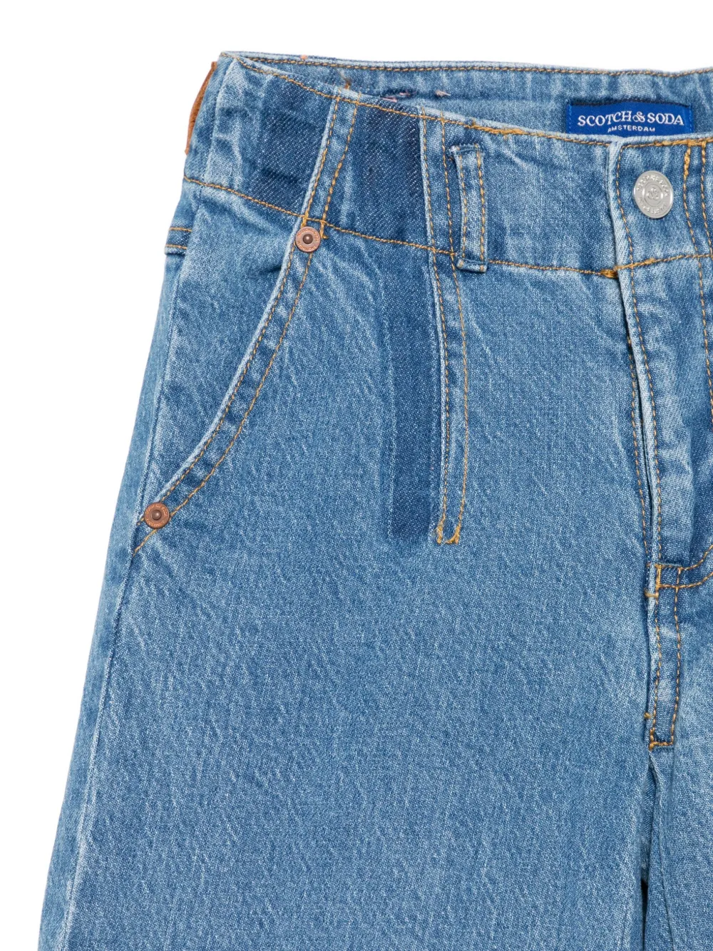 Плиссированные брюки широкого кроя Scotch & Soda Kids, синий — фото 3