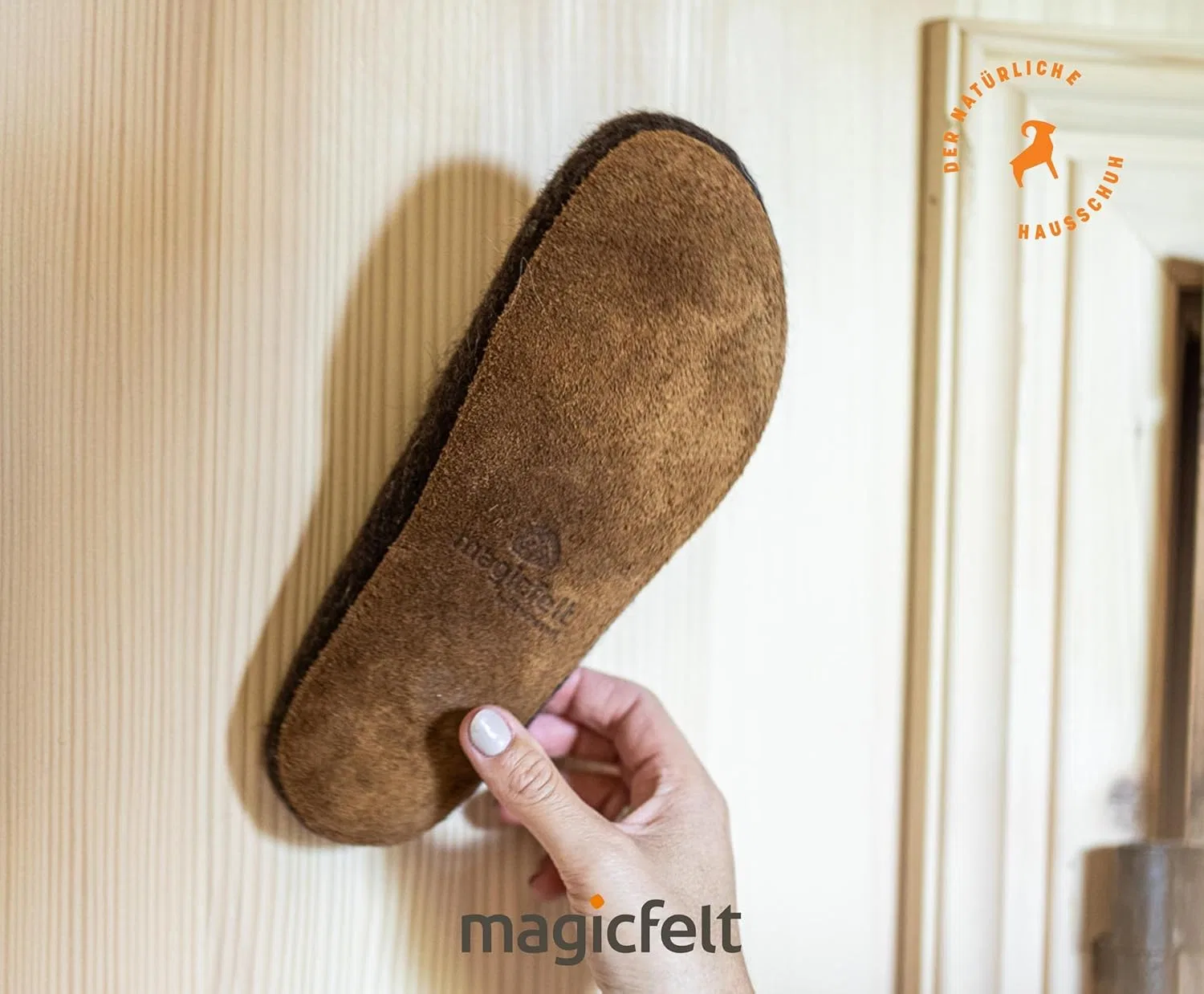 Войлочные тапочки Magicfelt AR 727 из редкой шерсти для мужчин и женщин, высококачественные тапочки, анатомически сформированная стелька, нескользящая кожаная подошва, Camel — фото 2