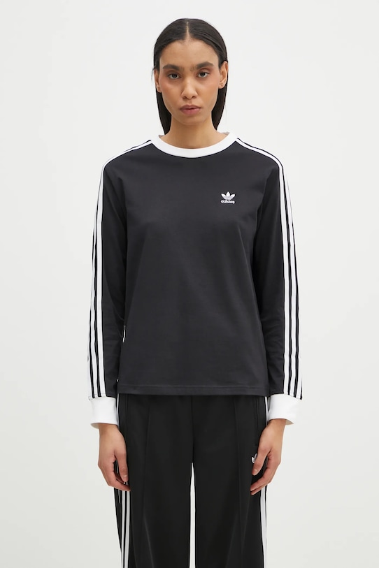 

Хлопковая футболка с длинным рукавом 3-Stripes Adidas Originals, черный