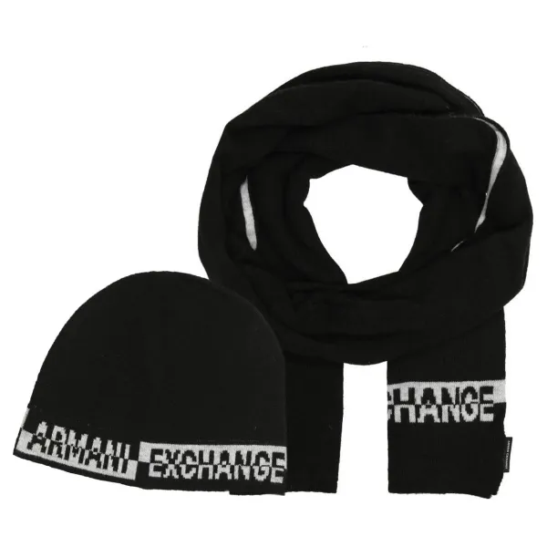 

Шарф+Шапка с добавлением шерсти Armani Exchange, черный