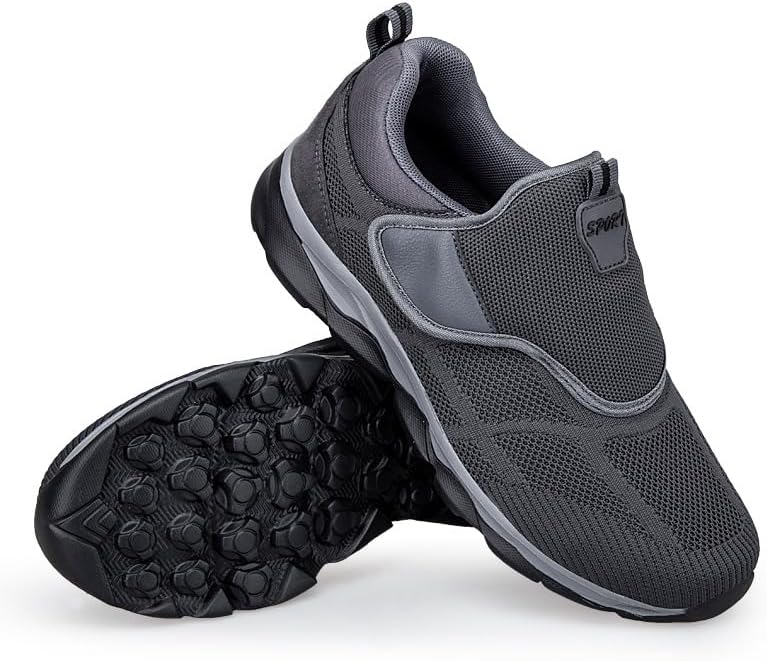 

Мужские повседневные кроссовки с мягкой подошвой, легкие, удобные, дышащая сетка, обувь без шнурков для повседневного ношения, стильная и удобная Qacksv, серый