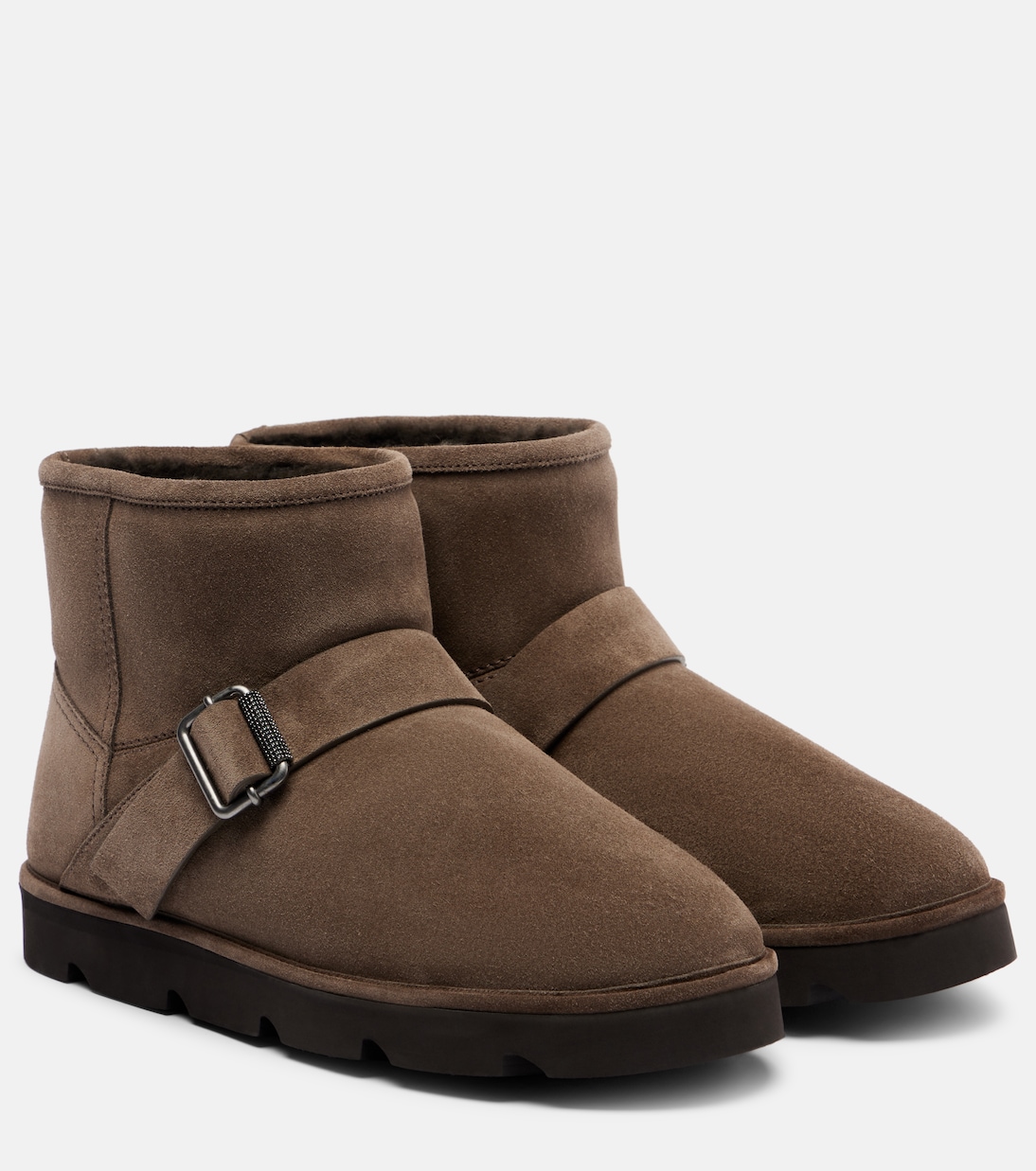 Замшевые ботильоны с подкладкой из овчины Brunello Cucinelli, Torba
