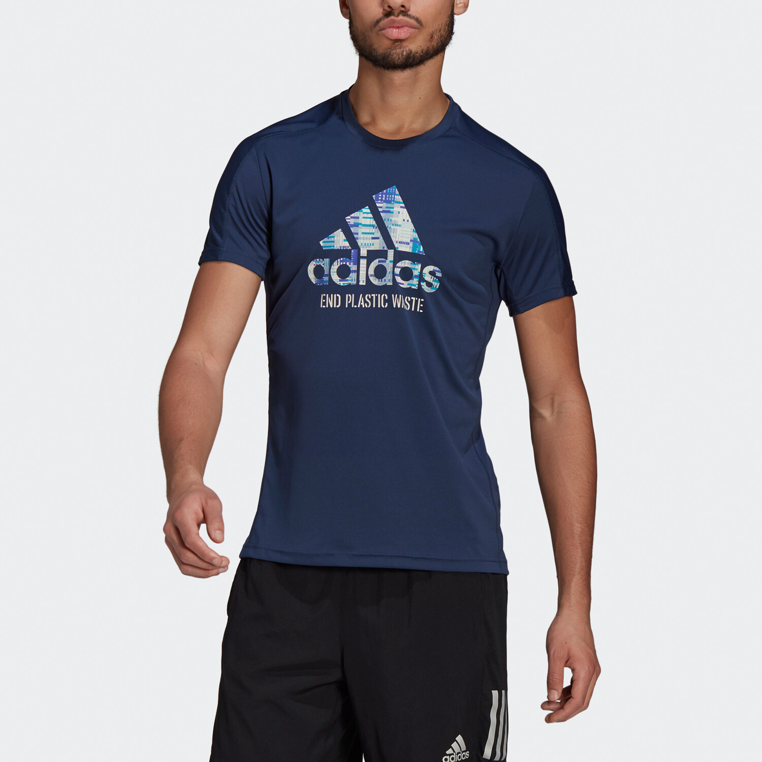 Футболка мужская темно-синяя Adidas, темно-синий — фото 2