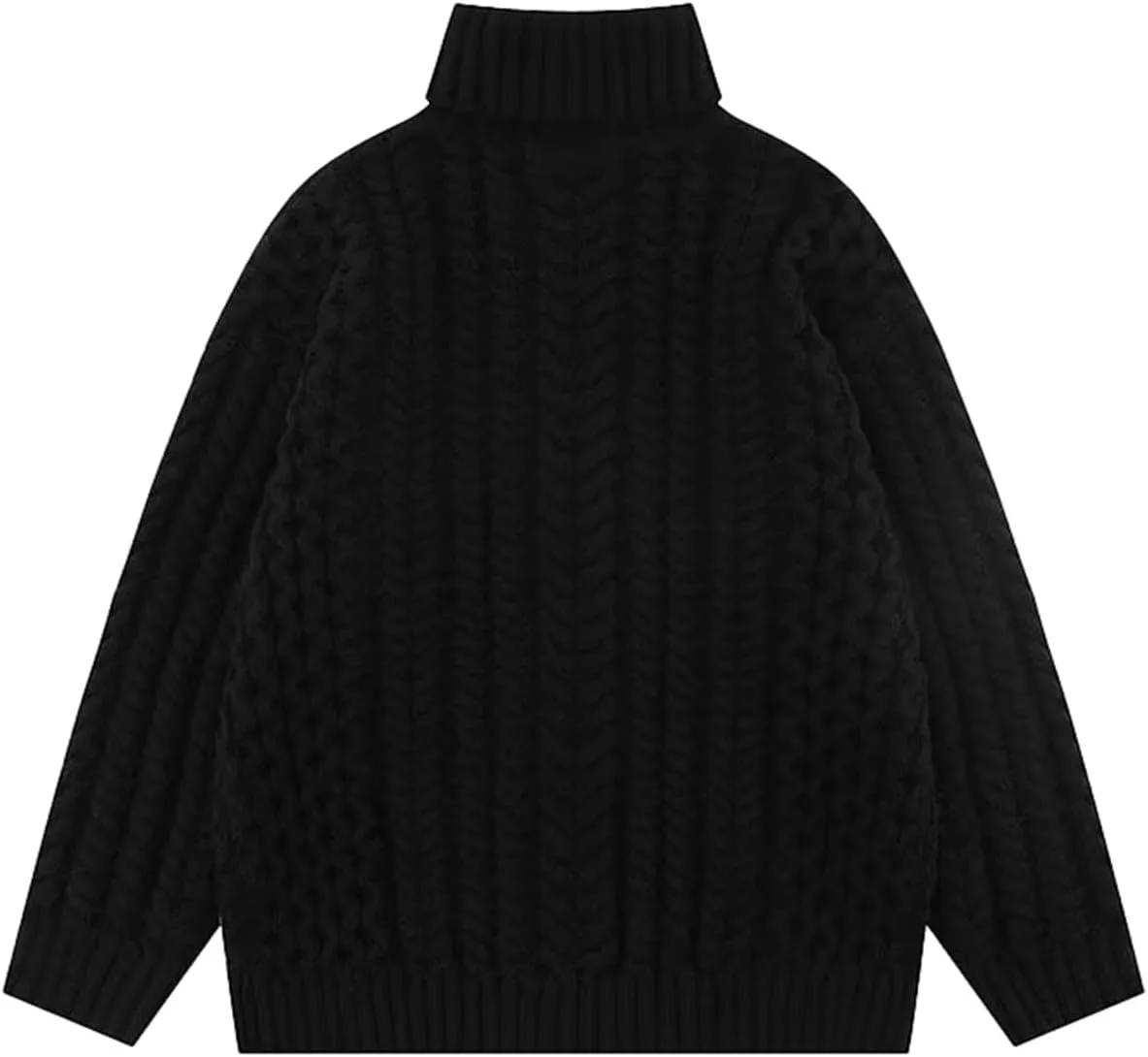 

Мужской свитер-водолазка с длинным рукавом, вязаный кабельным узором, свободный QZH.DUAO