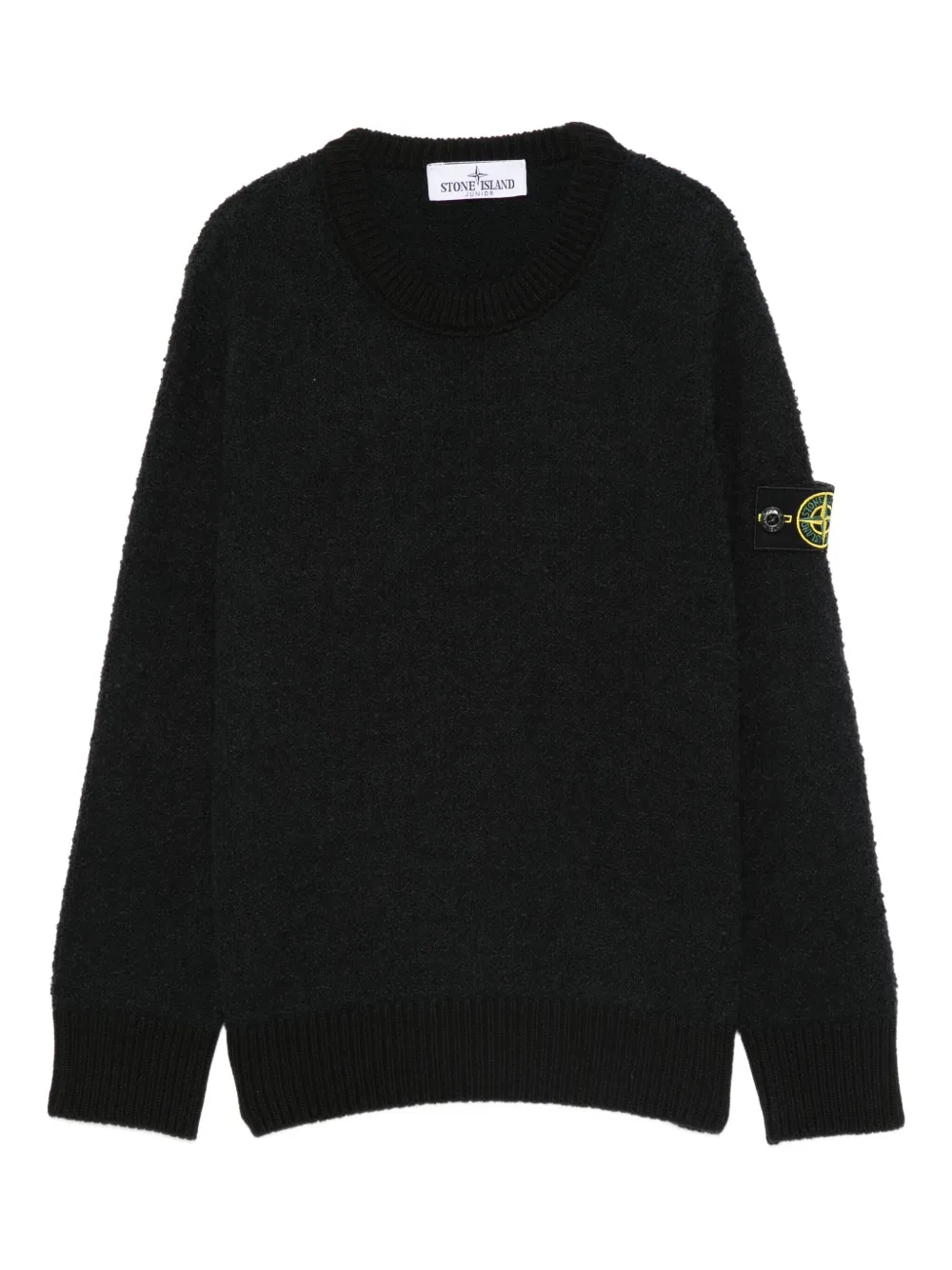 

Свитер с круглым вырезом и нашивкой с логотипом Stone Island Junior, черный
