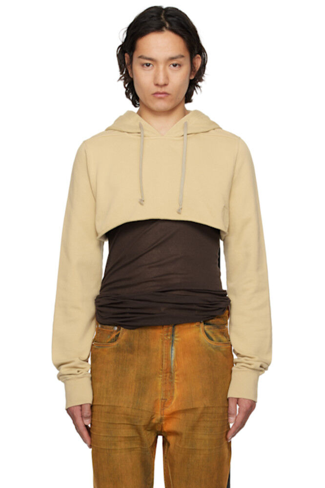 

Бежевый Голливуд Укороченный Худи Rick Owens DRKSHDW