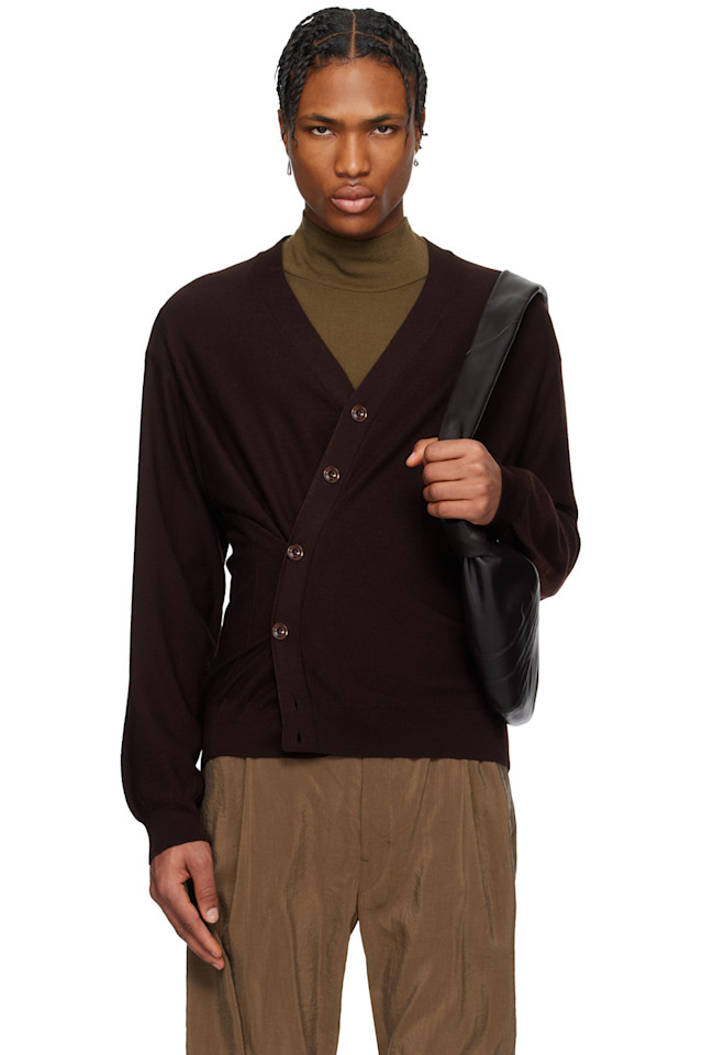 

Расслабленный витой кардиган Lemaire, цвет dark plum