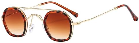 

Ретро солнцезащитные очки с двойной перемычкой, многоугольной и квадратной формой, для женщин, модные, с прозрачными линзами, защита от УФ-излучения UV400, для мужчин, в стиле панк MTZJH