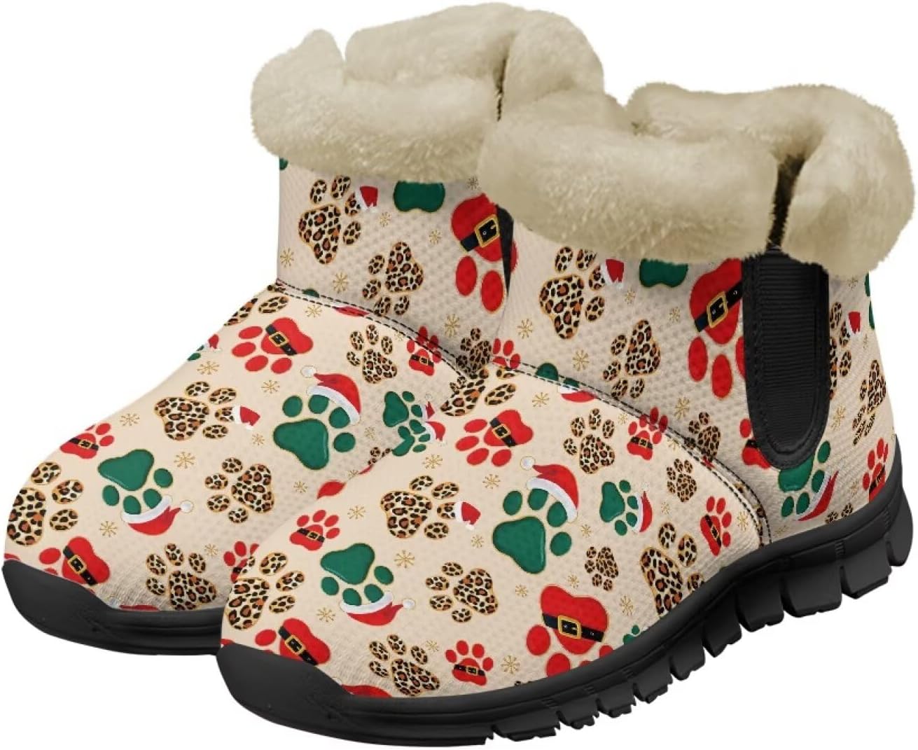 

Зимние теплые ботинки для взрослых, ботильоны до щиколотки, легкое надевание и снятие, противоскользящие, легкие обувь для женщин и мужчин Noprintge, Xmas Dog Paw