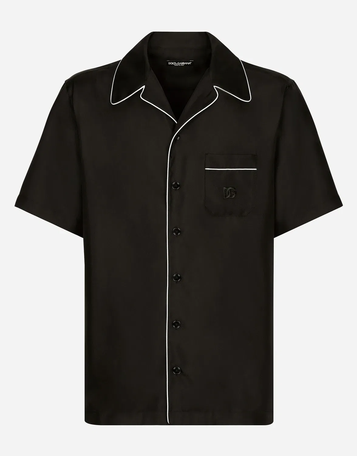 Рубашка из шелкового твила с вышивкой DG DOLCE & GABBANA, черный