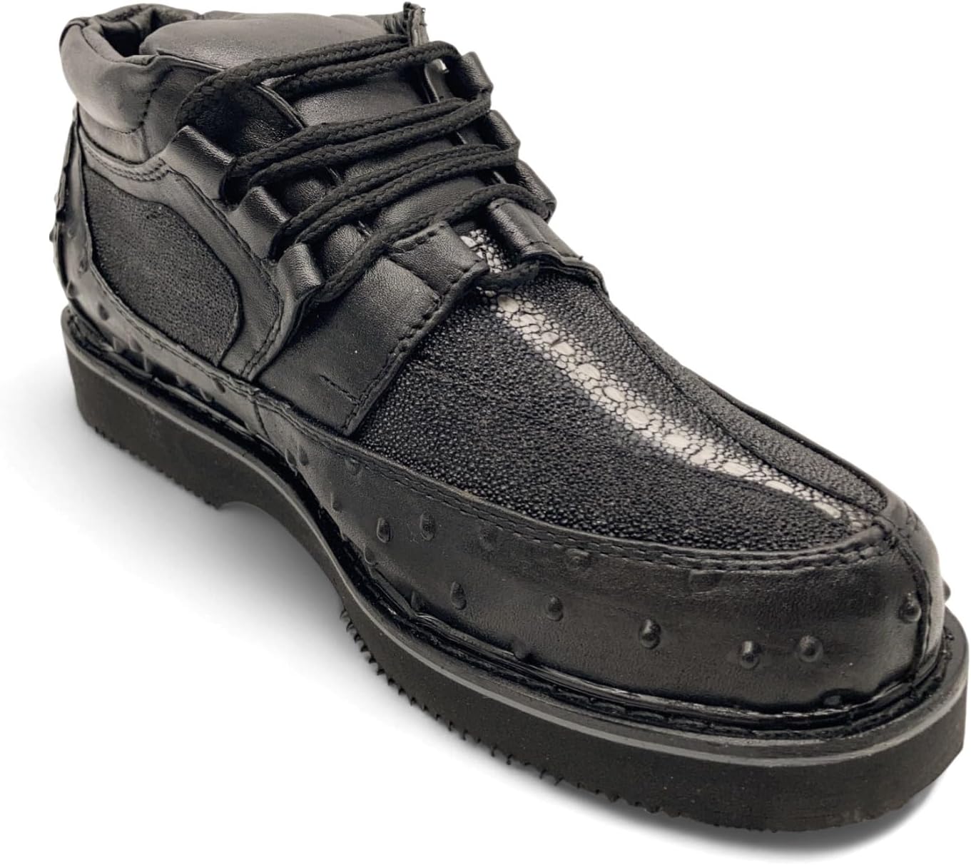 

Мужские западные туфли с тиснением под страуса и ската, кожаные, на шнуровке The Western Shops, черный