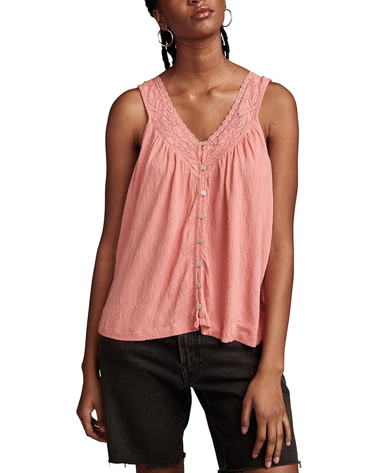 

Майка Lucky Brand Lace Trim Tank, цвет Peach Blossom