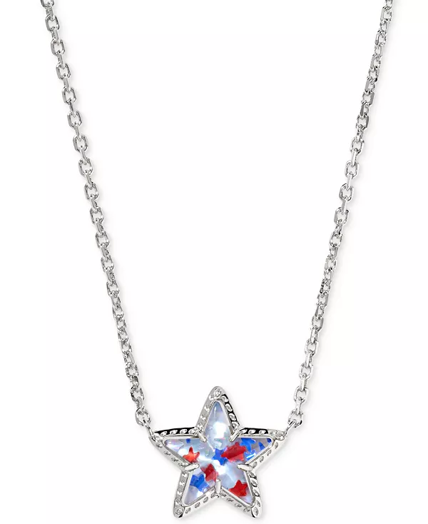 

Регулируемое ожерелье с подвеской Cassidy Star длиной 19 дюймов Kendra Scott, silver/white/blue