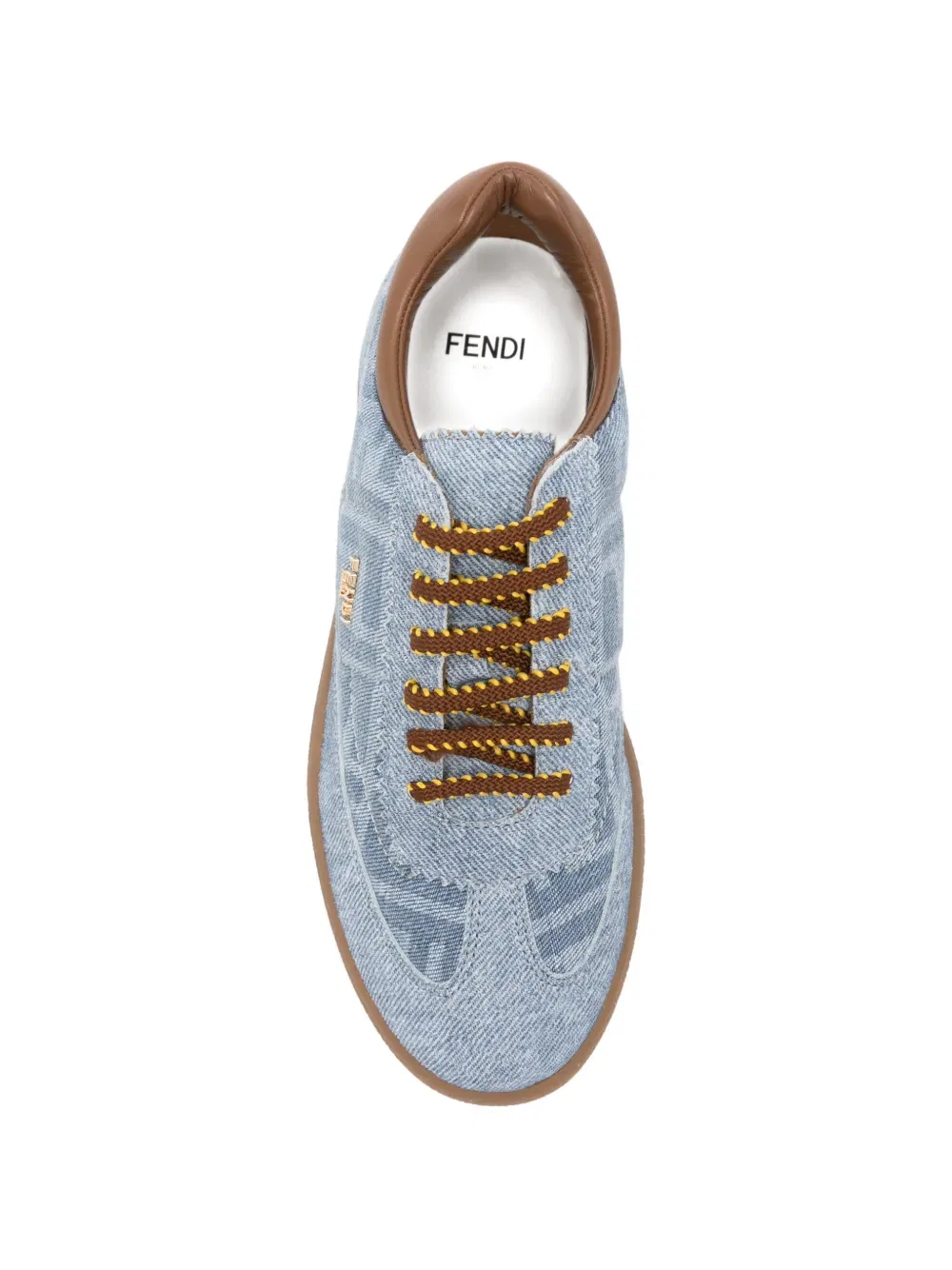 Джинсовые кроссовки Ff-Monogram Fendi Kids, синий — фото 3