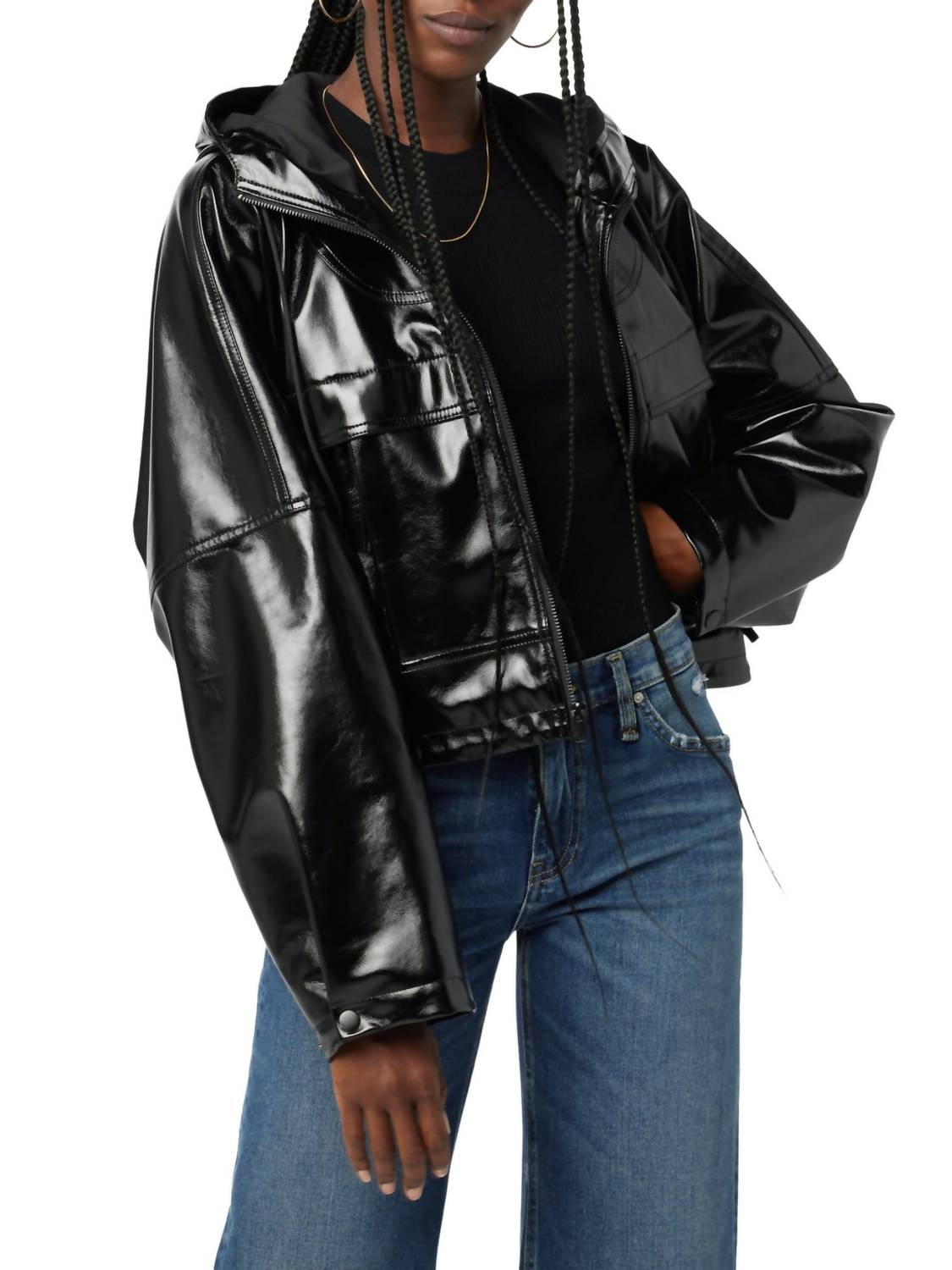 

Короткая кожаная куртка Waltz Liquid в черном цвете Hudson