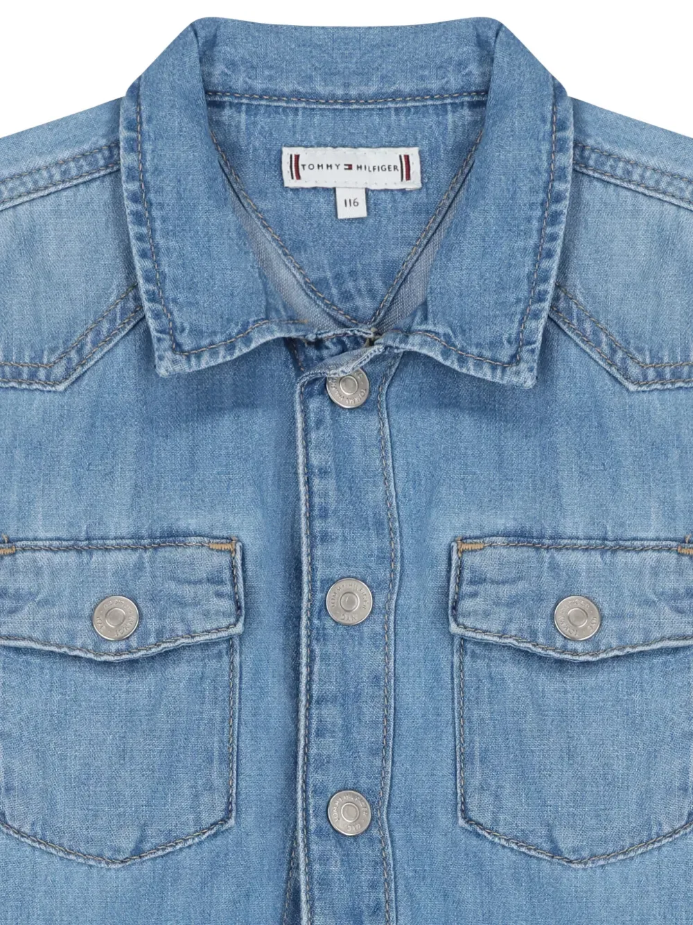 Джинсовое платье с карманами Tommy Hilfiger Junior, синий — фото 3