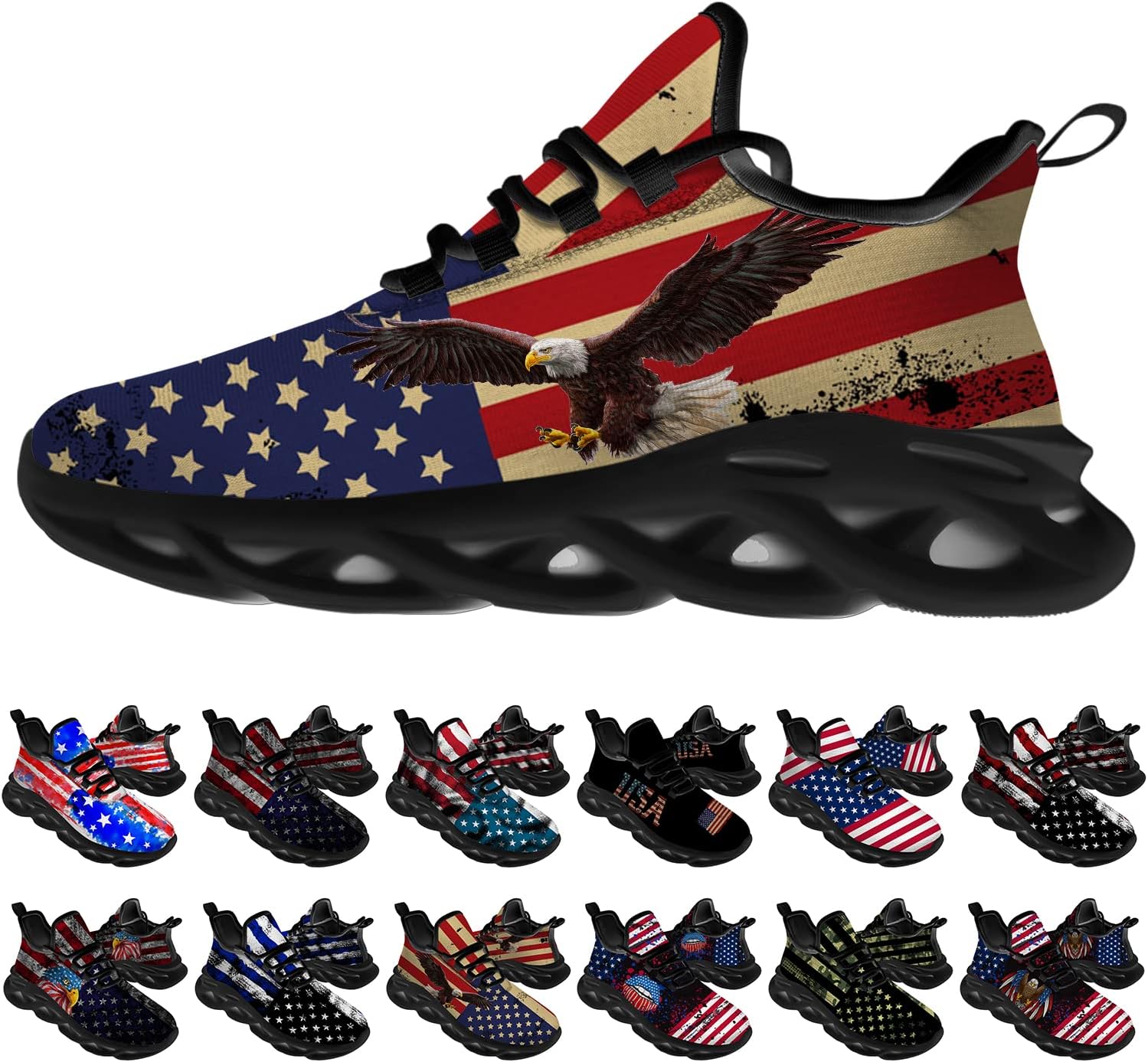 

Кроссовки Ciadoon с американским флагом для мужчин и женщин, спортивные кроссовки для бега, ходьбы и тенниса, подарки для мальчиков и девочек, бежевый
