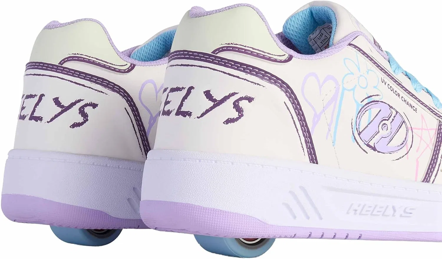 Кроссовки-ролики HEELYS Girls Kama-cc, белый/фиолетовый/голубой/розовый — фото 2