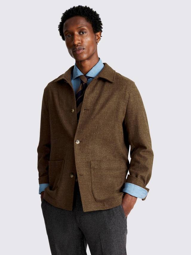 

Рубашка-жакет на пуговицах из шерстяной смеси Moss, Brown