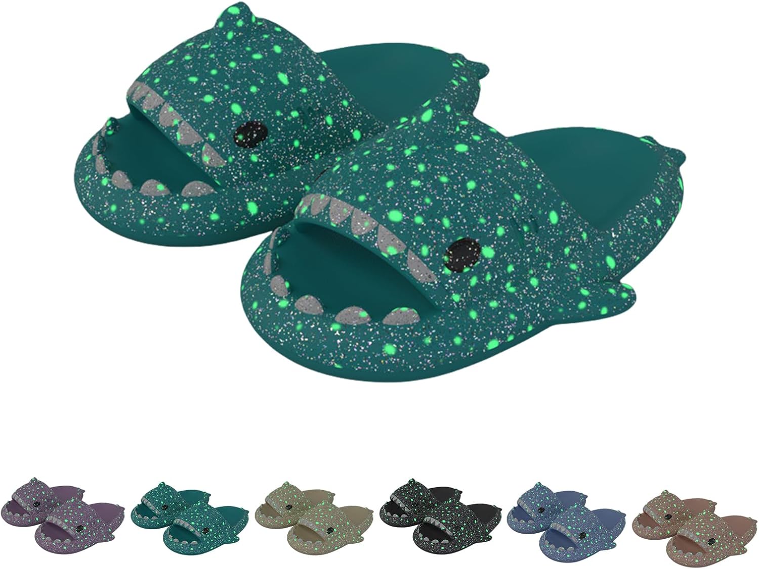 

Рождественские тапочки с акулой, Хэллоуинские тапочки с акулой, 3D тапочки с акулой светящиеся в темноте, толстая подошва, противоскользящие, для мужчин и женщин Generic