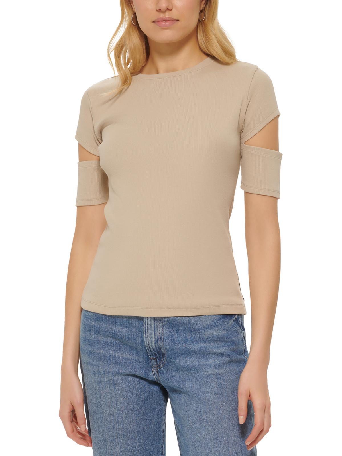 

Женская футболка с круглым вырезом и вырезом DKNY Jeans, цвет pure cashmere