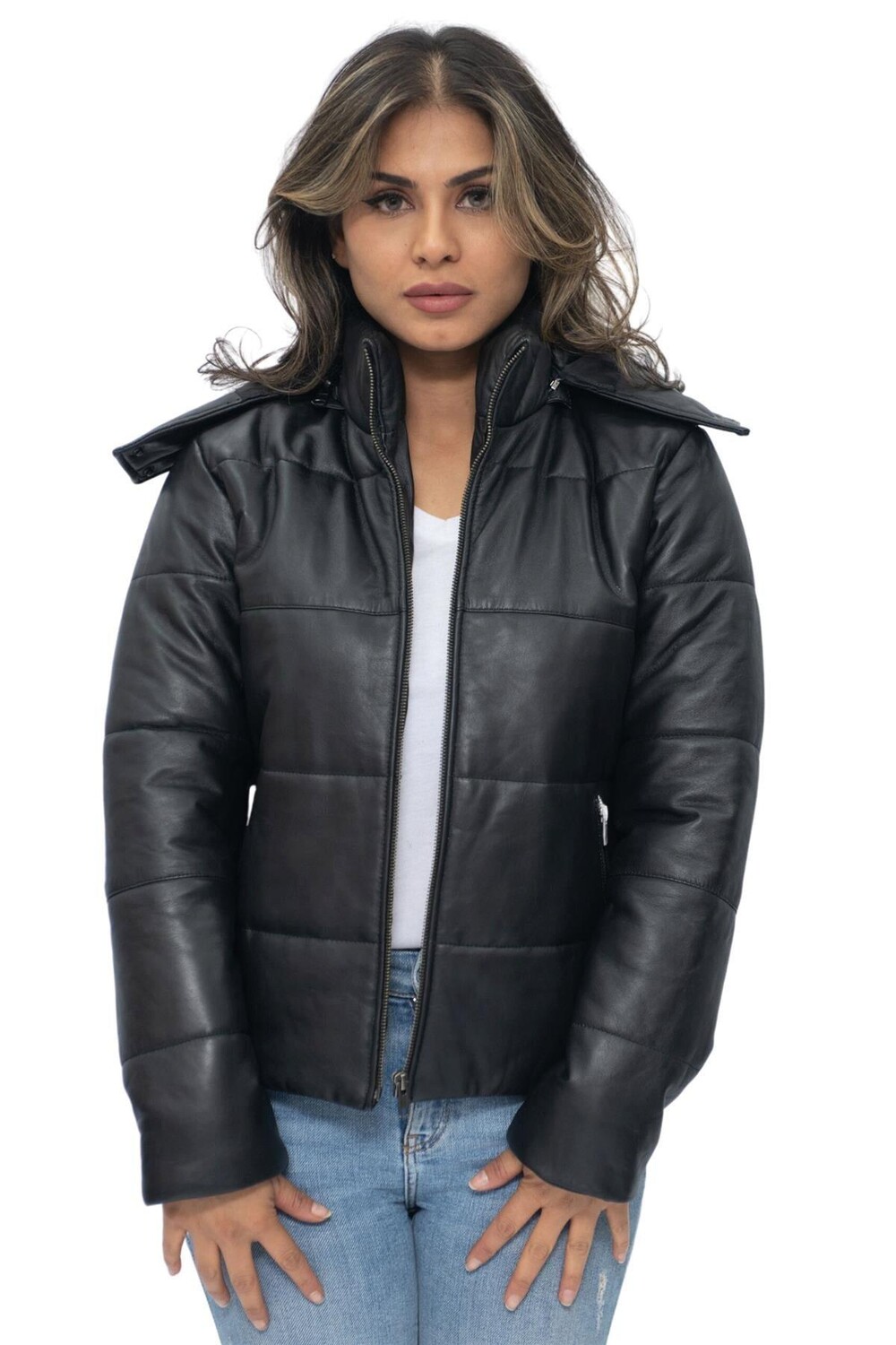 

Кожаный бомбер-пуховик-Ajax Infinity Leather, черный