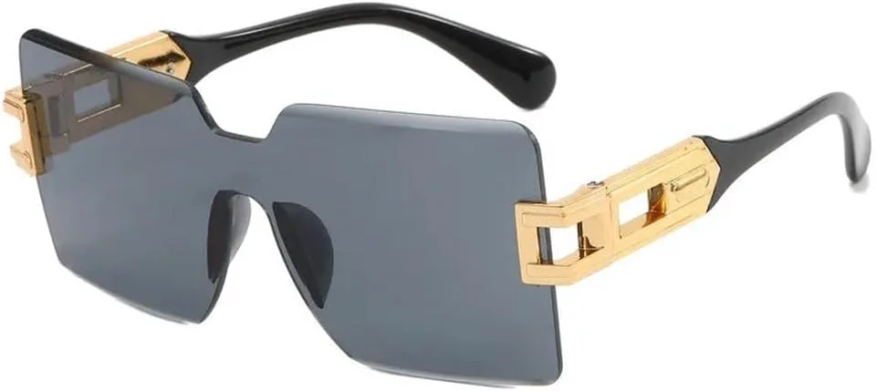 

LVTFCO Модные солнцезащитные очки большого размера без оправы для женщин, градиентные, в стильной оправе, с металлическими дужками и защитой от УФ-излучения UV400, 1