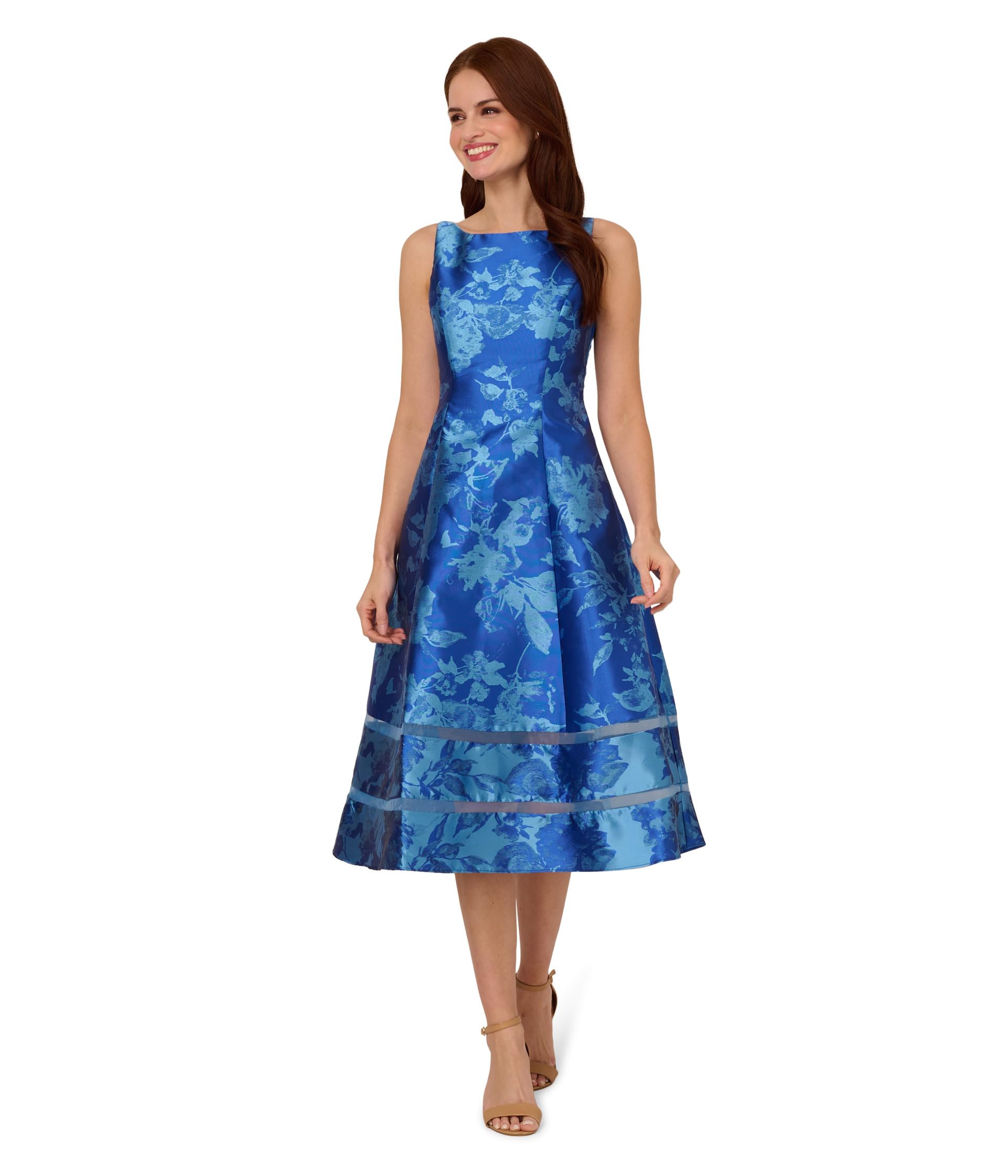 

Платье Adrianna Papell Metallic Jacquard Midi Dress, черный мульти