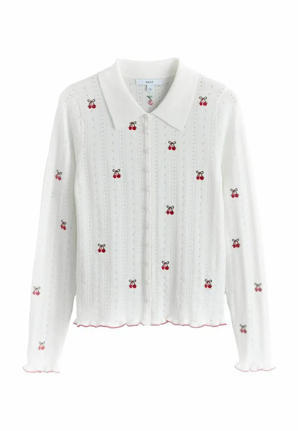 Длинный кардиган с ажурной отделкой и длинными рукавами Next, White Cherry Embroidered