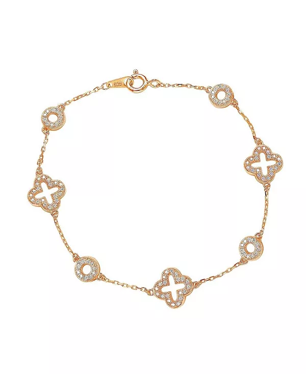 

Браслет Suzy Levian из стерлингового серебра с кубическим цирконием, клевером и кругом Suzy Levian New York, rose