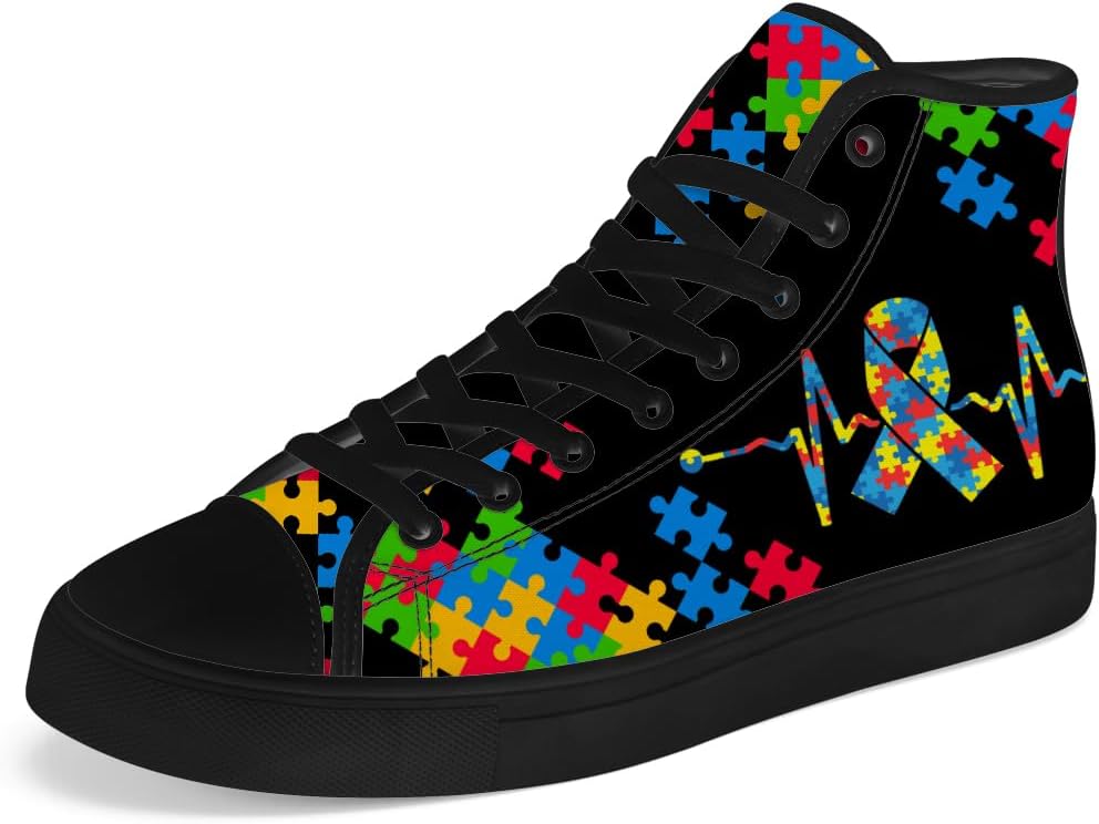 

Кеды Chebing для детей с аутизмом, унисекс, высокие, на шнуровке, из текстиля, черный