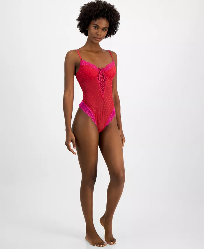 

Женский сетчатый боди-танга с цветочным принтом I.N.C. International Concepts, красный