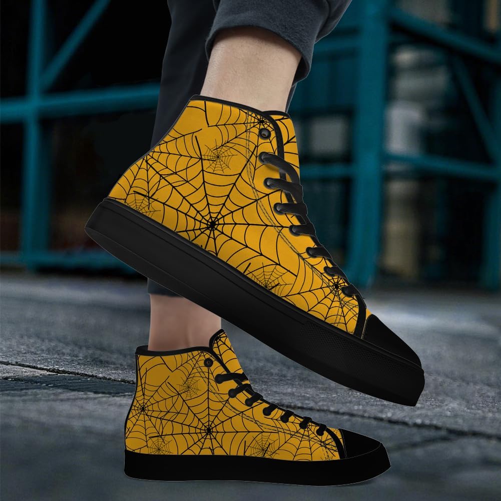 Кеды на высокой платформе chebing Spider Web из холщовой ткани для мужчин и женщин, высокие кроссовки на шнуровке, повседневная обувь, подарок для парня или девушки, оранжевый — фото 2