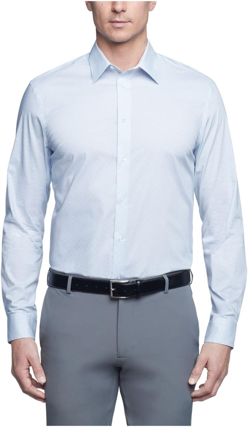 

Мужские рубашки Calvin Klein, не требующие глажки, эластичные, стандартного кроя, с принтом, Mist