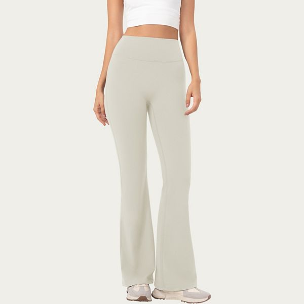 

Женские леггинсы с высокой талией и расклешенным низом из эластичного трикотажа с гладкой облегающей посадкой Anna-Kaci, Light Beige