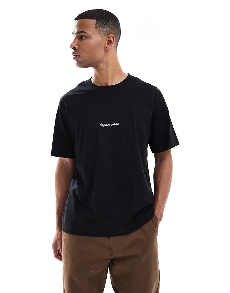 

Футболка Jack & Jones oversize с оригинальной студийной вышивкой черного цвета