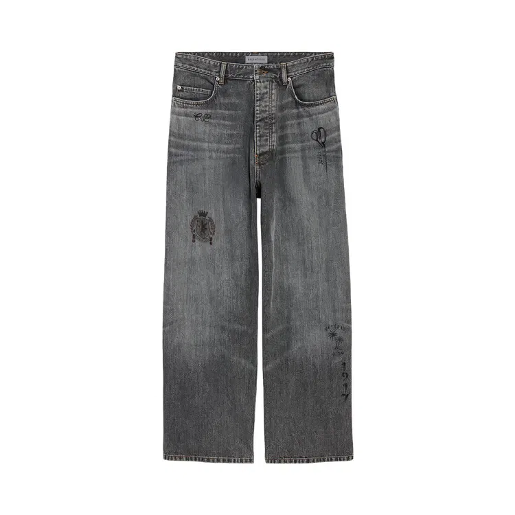 Брюки Balenciaga Tattoo Baggy Pants, серый
