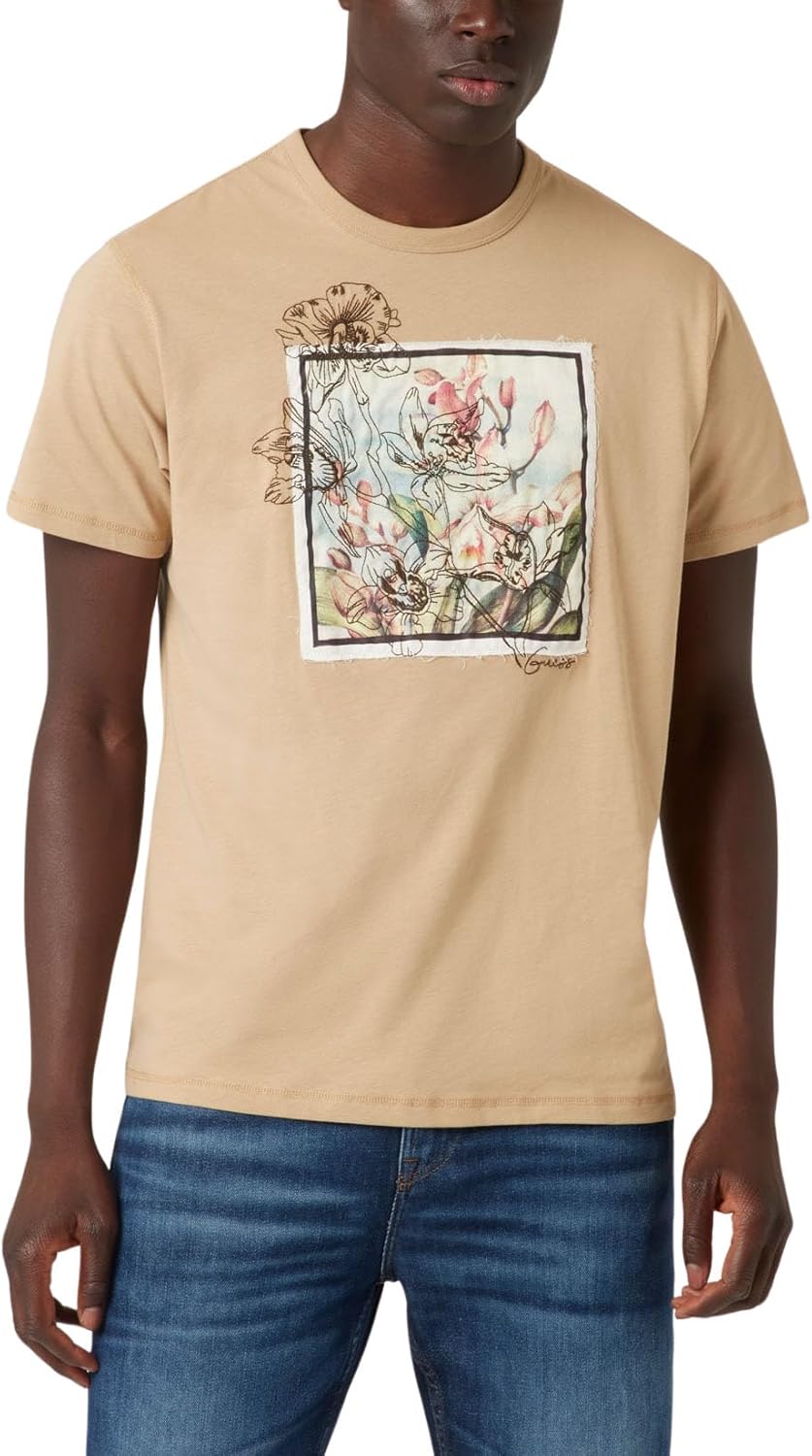 

Мужская футболка GUESS с коротким рукавом и цветочным принтом, Desert Mud, Коричневый, Мужская футболка GUESS с коротким рукавом и цветочным принтом, Desert Mud