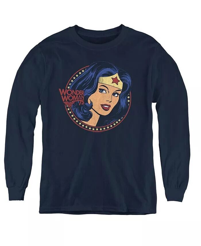 

Свитшот с длинным рукавом для мальчиков и молодежи Wonder Woman75 Starburst Portrait DC Comics, синий