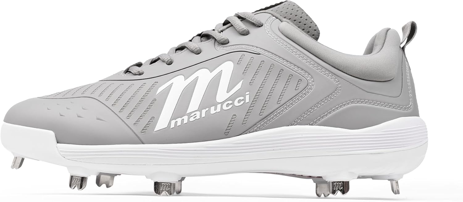 Бейсбольные бутсы Marucci CFT Low Height из металла для мужчин, бейсбольная обувь для мужчин, надежная регулируемая посадка, комфорт и сцепление для высокой производительности, легкие, долговечные, серый — фото 2