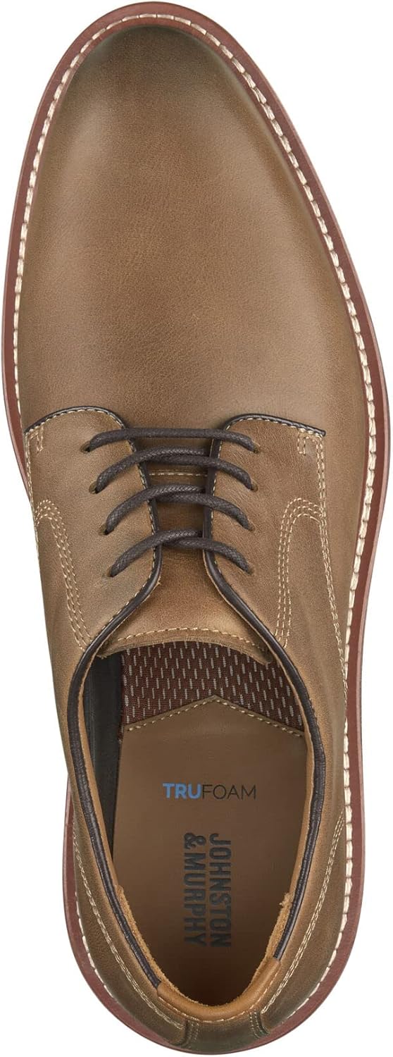 Мужские туфли Johnston Murphy Upton с гладким носком из кожи на шнуровке Johnston & Murphy, Tan Oiled Full Grain — фото 2