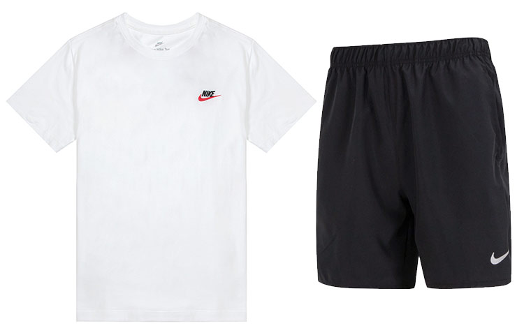 

Повседневная спортивная одежда для мужчин Nike, белый top+черный pants