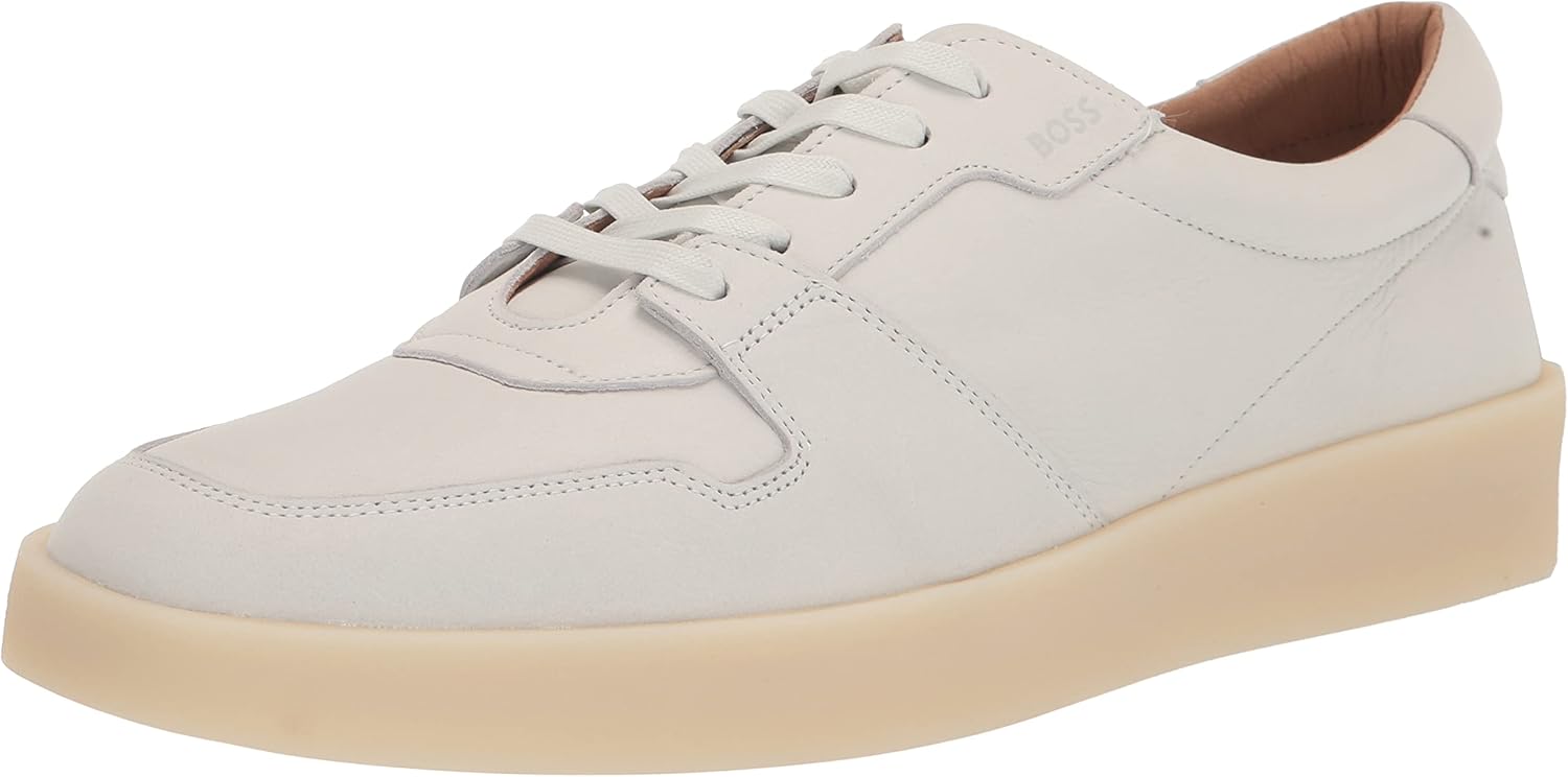 

BOSS мужские кроссовки низкого профиля из нубука, Bright Alabaster