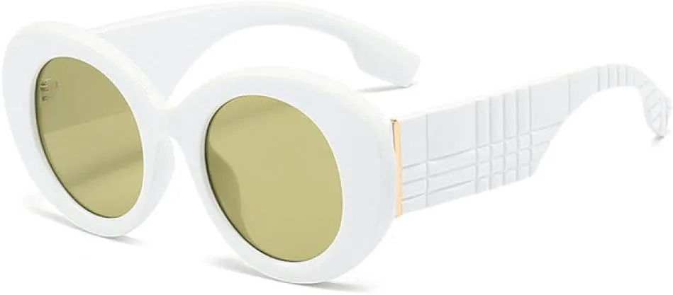 

Круглые солнцезащитные очки большого размера для женщин, овальные очки для мужчин, винтажные очки для женщин с защитой от УФ-излучения UV400 MTZJH, White