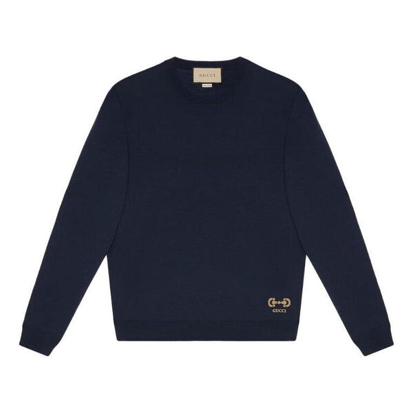 

Свитер wool sweater with horsebit intarsia 'blue' Gucci, синий