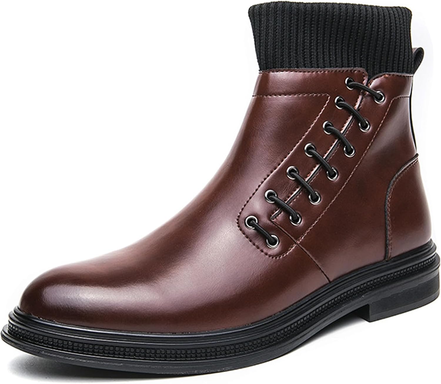 

Мужские ботинки Chelsea Lossarye с боковой молнией, модные ботинки из натуральной кожи с округлым носком, противоскользящие, водонепроницаемые, эластичные, деловые высокие ботинки Chukka, коричневый