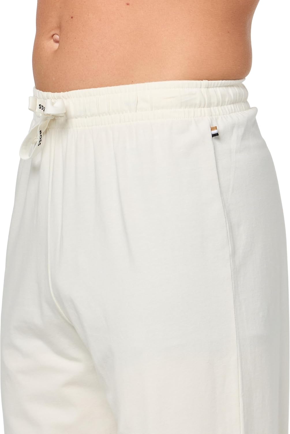 BOSS мужские пижамные брюки с манжетами и свободным кроем, Off-White — фото 3