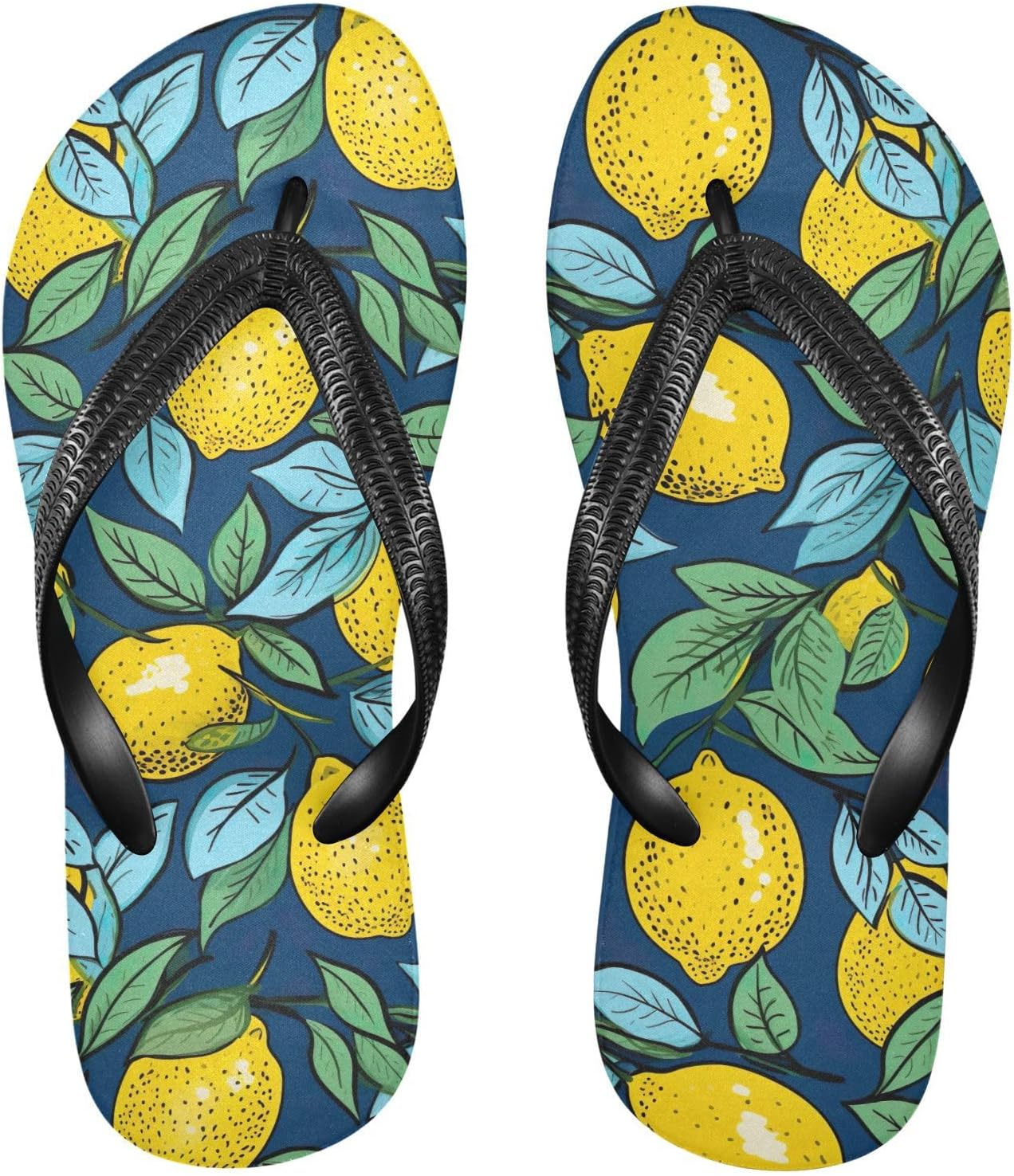 

Шлепанцы SPRIPORT с лимонными листьями для женщин и мужчин, удобные повседневные вьетнамки с мягкой подошвой и нескользящей резиновой подошвой, плоские сандалии для прогулок и пляжа летом, Multicoloured