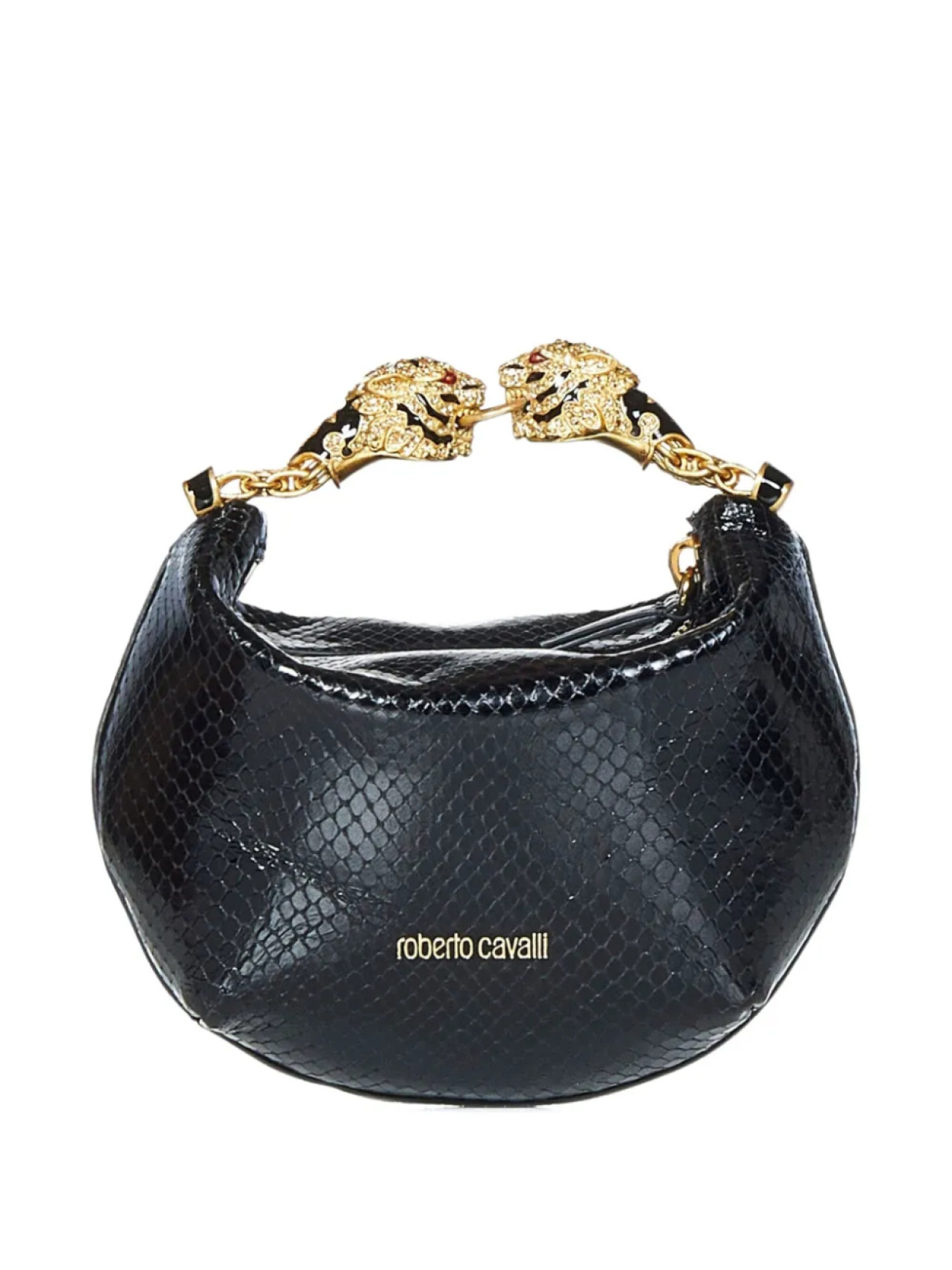 

Мини-сумка с эффектом змеи Roberto Cavalli, черный